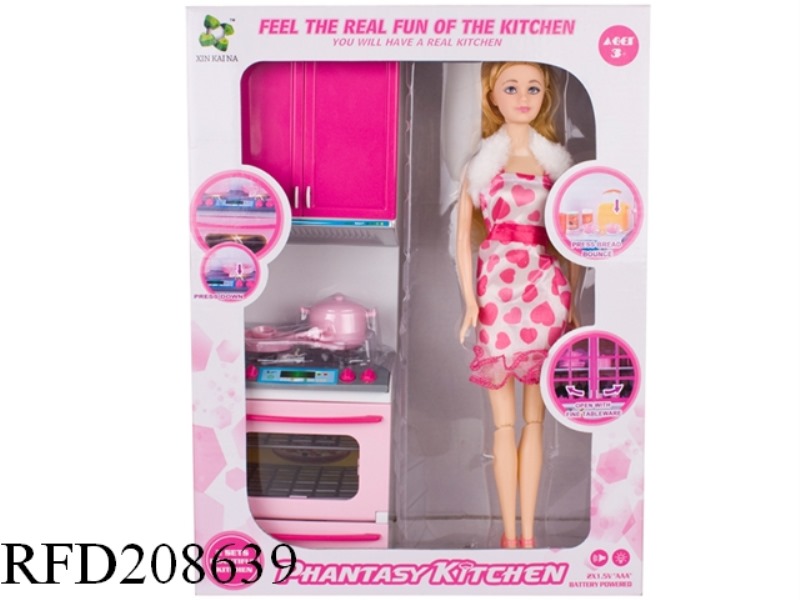 FASHION KITCHEN WITH SOUNDS,LIGHT，DOLL
