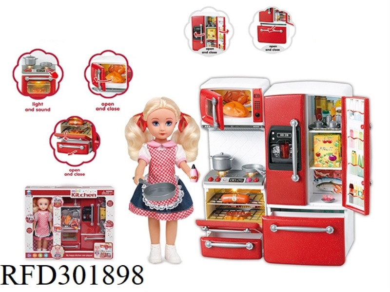 STOVE+FRIDGE+DOLL(WITH LIGHT AND MUSIC)