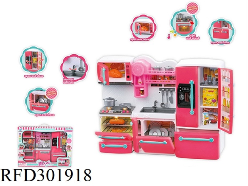 STOVE+VEGATABLE BASIN+FRIDGE(WITH LIGHT AND MUSIC)