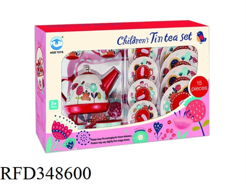 BIG RED FLOWER TEA SET 15PCS