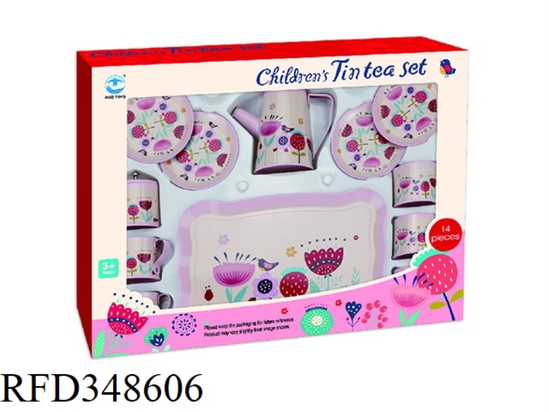 HIGH POT PINK FLOWER COFFEE SET 14PCS