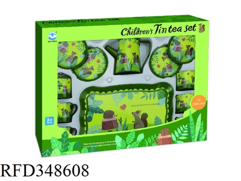 HIGH POT GREEN SQUIRREL COFFEE SET 14PCS