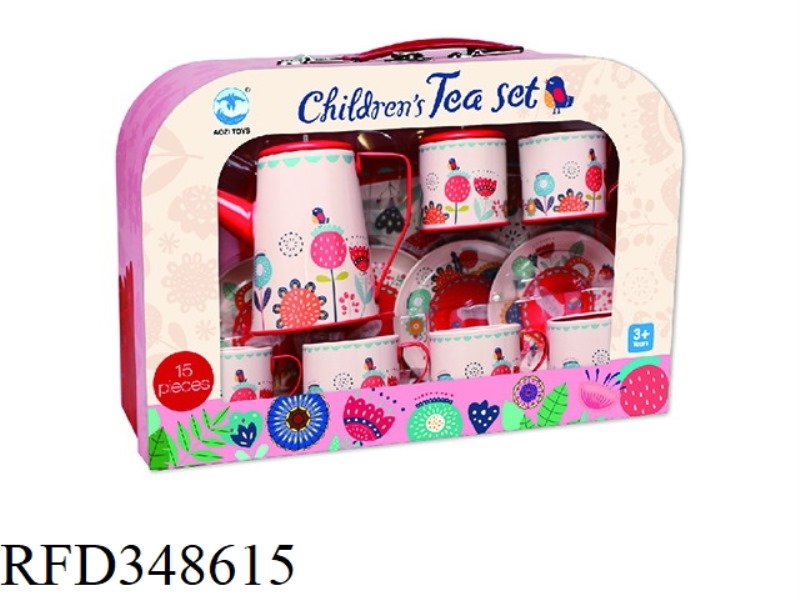 HIGH POT BIG RED FLOWER COFFEE SET 14PCS