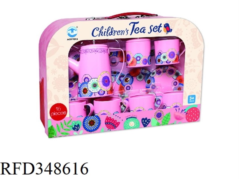HIGH POT SOLID COLOR PINK COFFEE SET 14PCS