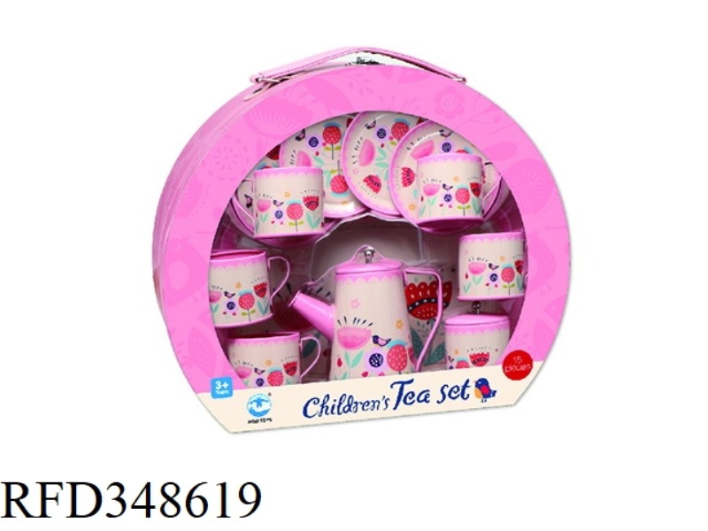 HIGH POT PINK FLOWER COFFEE SET 14PCS