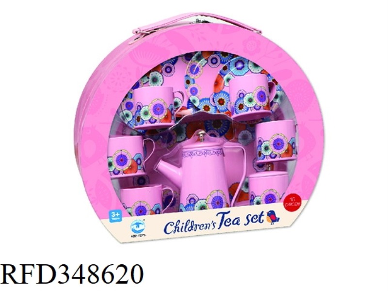 HIGH POT SOLID COLOR PINK COFFEE SET 14PCS