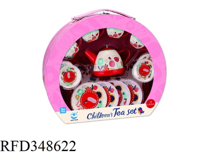 BIG RED FLOWER TEA SET 15PCS