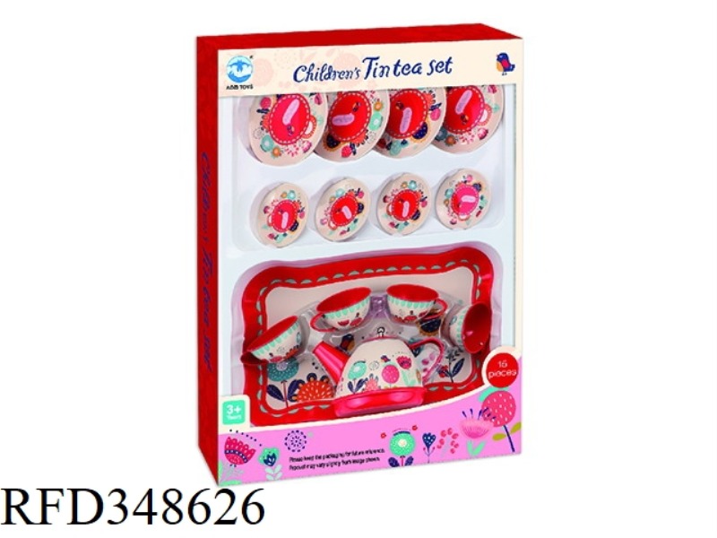 BIG RED FLOWER TEA SET 15PCS