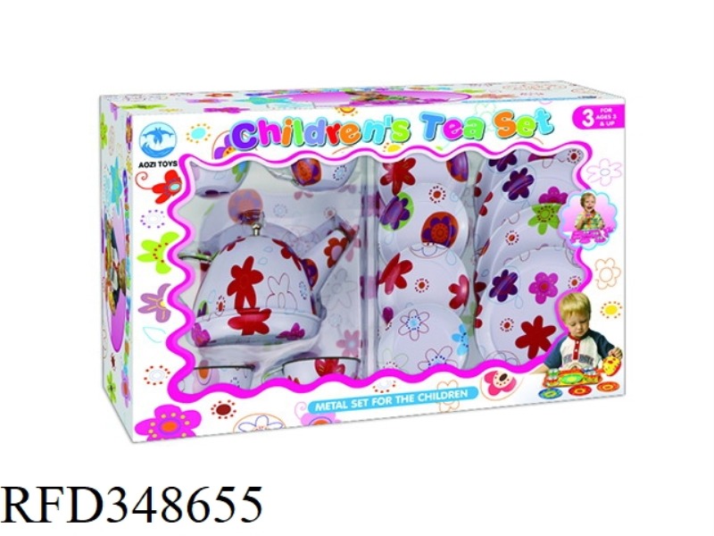 WHITE FLOWER PRINTING TEA SET 15PCS