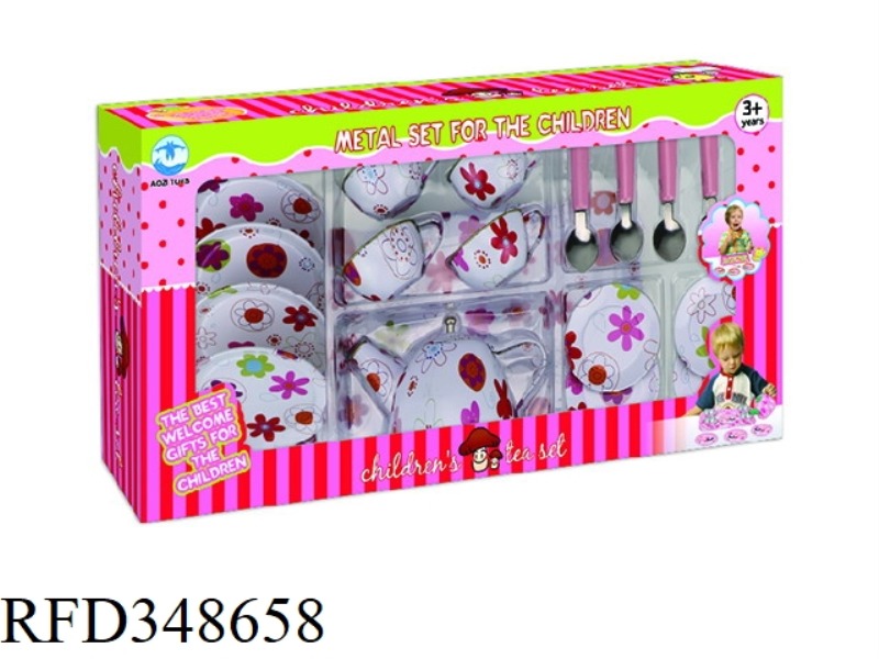 WHITE FLOWER PRINTING TEA SET 19PCS