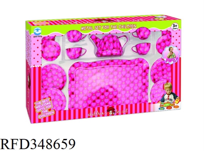 PINK PRINTING TEA SET 15PCS