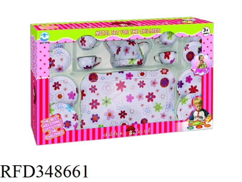 WHITE FLOWER PRINTING TEA SET 15PCS