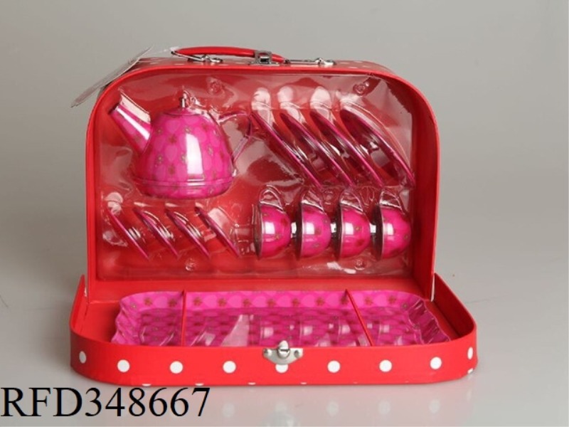 PINK PRINTING TEA SET 15PCS