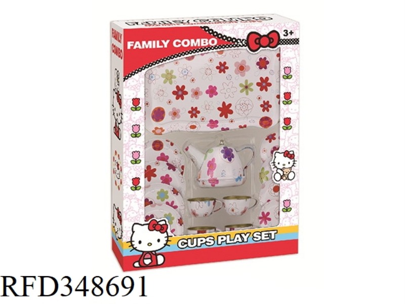 WHITE FLOWER PRINTING TEA SET 15PCS