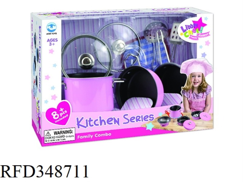 PINK STAINLESS STEEL TABLEWARE 8PCS