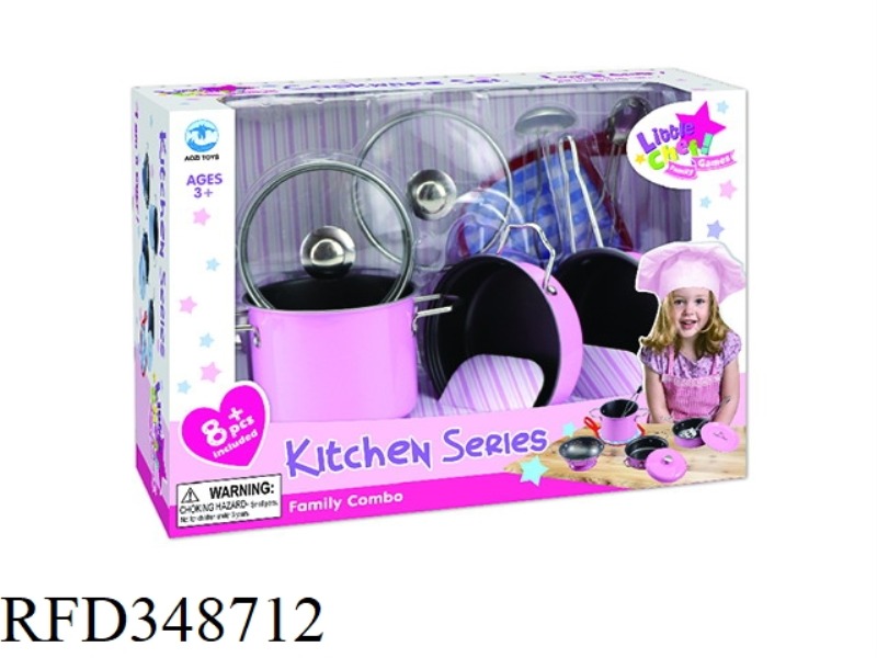 PINK STAINLESS STEEL TABLEWARE 8PCS