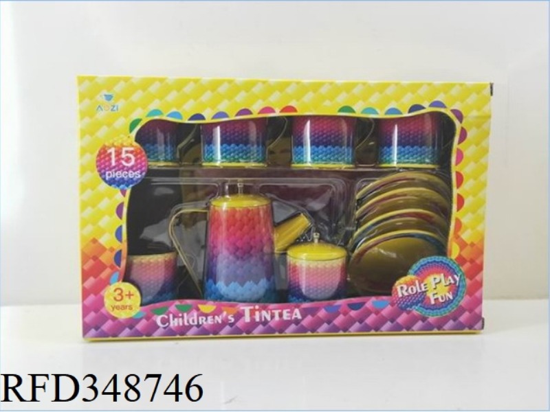 COLORFUL HIGH POT PRINTING TEA SET 15PCS