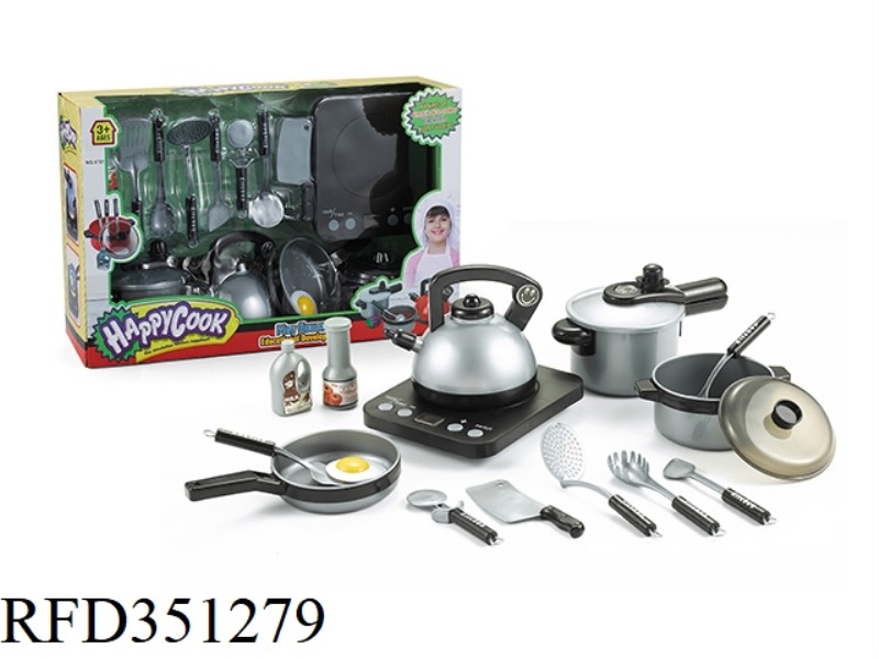 PLAY HOUSE SIMULATION LARGE KITCHEN TOY SILVER 15PCS