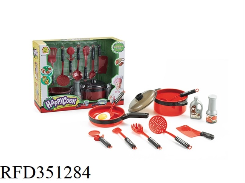 PLAY HOUSE SIMULATION LARGE KITCHEN TOY RED 12PCS