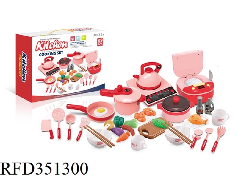 SIMULATION LARGE KITCHEN TOY PINK 38PCS