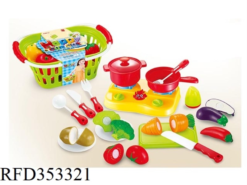20PCS CUTABLE FRUITS AND VEGETABLES WITH BASKET + STOVE SET
