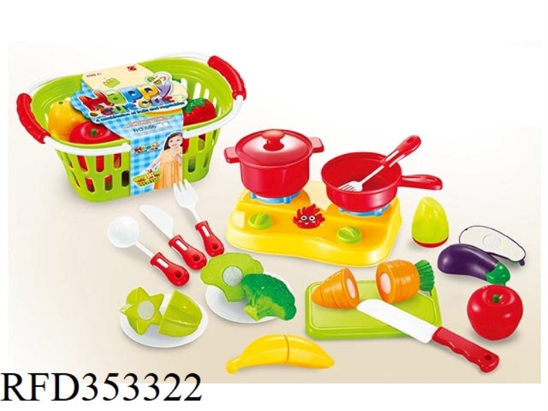 20PCS CUTABLE FRUITS AND VEGETABLES WITH BASKET + STOVE SET