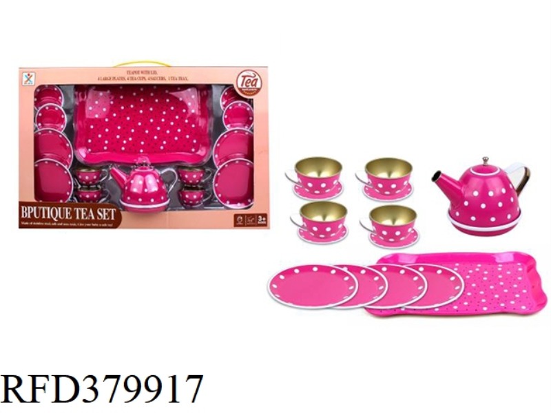 PLAY HOUSE TINPLATE PINK TEA SET