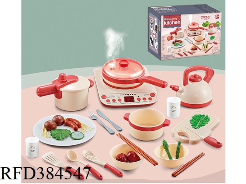 SPRAY INDUCTION COOKER COOKWARE 29-PIECE SET RED