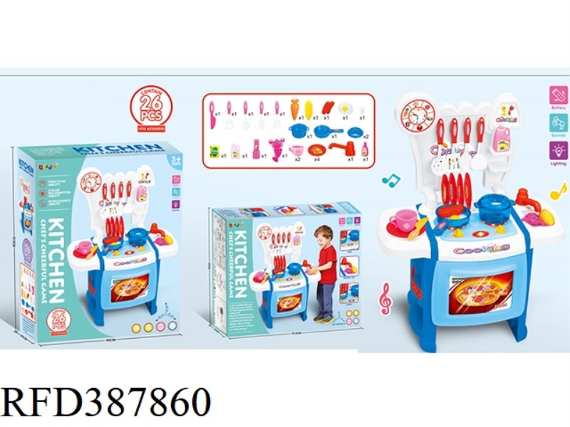 PINK BLUE LARGE TABLEWARE TABLE WITH LIGHT AND SOUND (NOT INCLUDE)