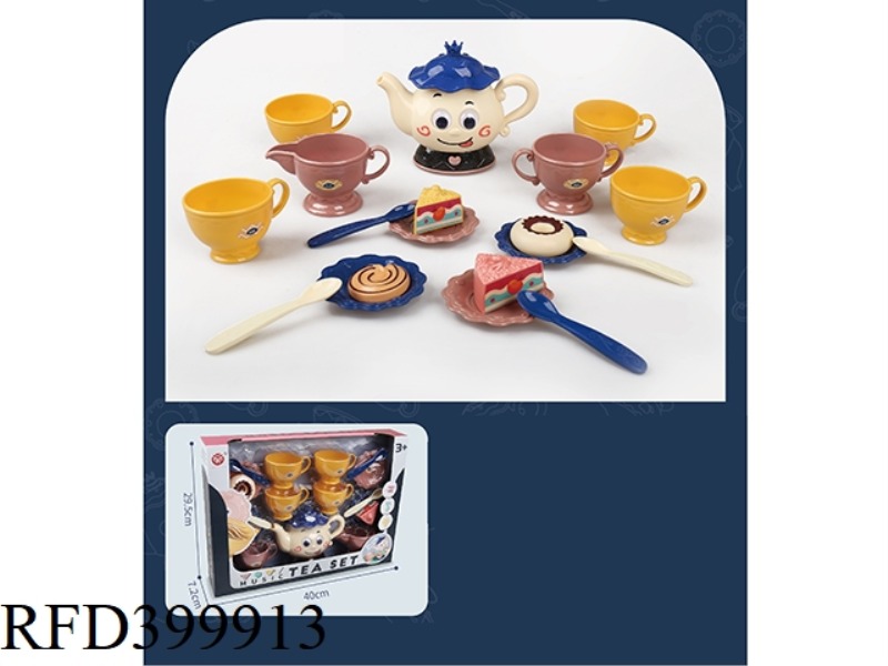 19-PIECE TEA SET WITH LIGHT AND MUSIC (BLUE)