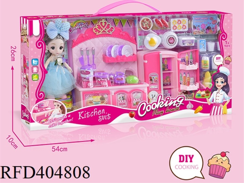BARBIE LITTLE PRINCESS WITH DREAM KITCHEN REFRIGERATOR SET (WITH LIGHTS, SOUND EFFECTS, NOT INCLUDE)