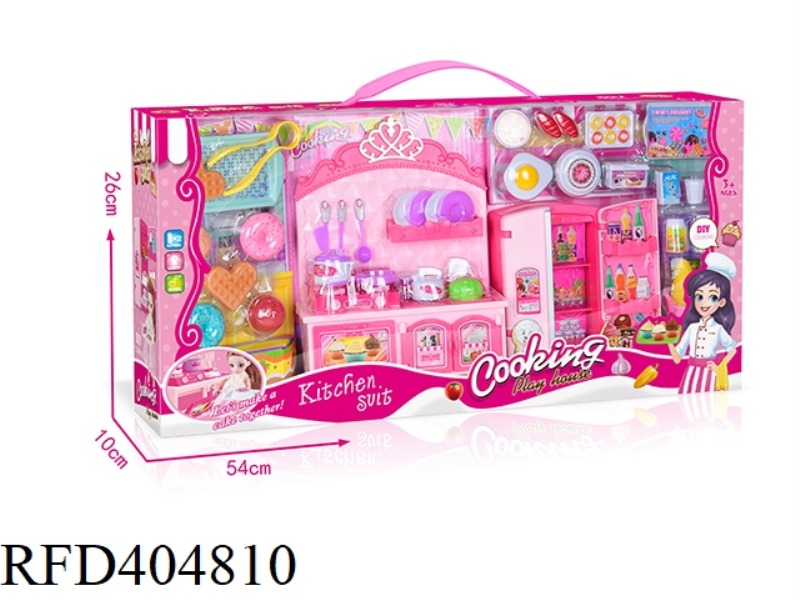 DREAM KITCHEN + REFRIGERATOR SET (WITH LIGHTS, SOUND EFFECTS, NOT INCLUDE)