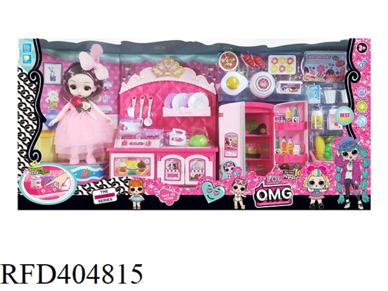BARBIE LITTLE PRINCESS WITH DREAM KITCHEN REFRIGERATOR SET
