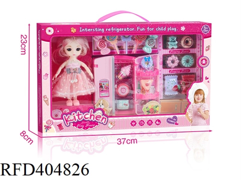 BARBIE LITTLE PRINCESS WITH DREAM DOUBLE DOOR REFRIGERATOR + CONFECTIONERY SET
