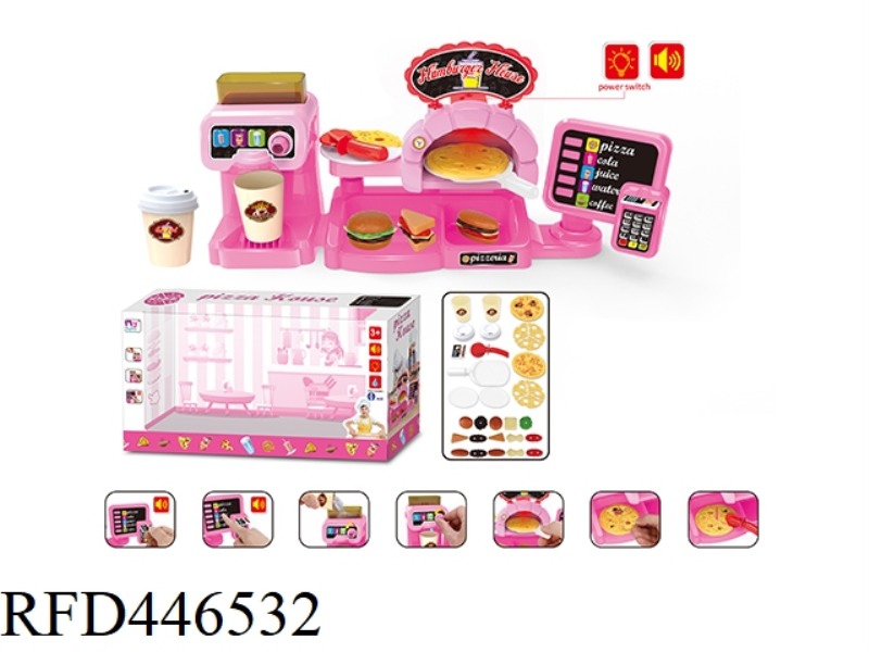 PINK ORDERING MACHINE WITH PIZZA COFFEE MACHINE SET