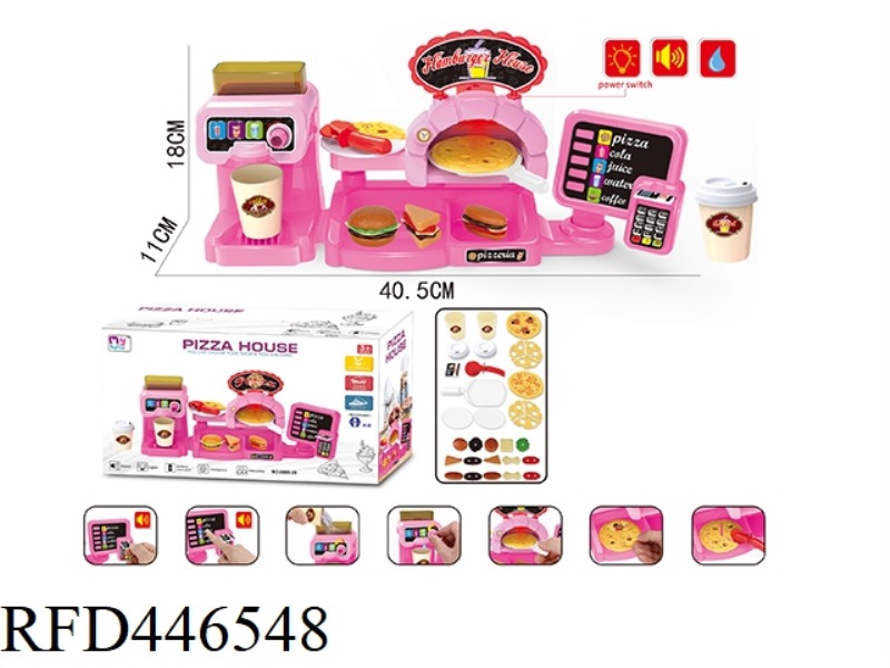PINK ORDERING MACHINE WITH PIZZA COFFEE MACHINE SET
