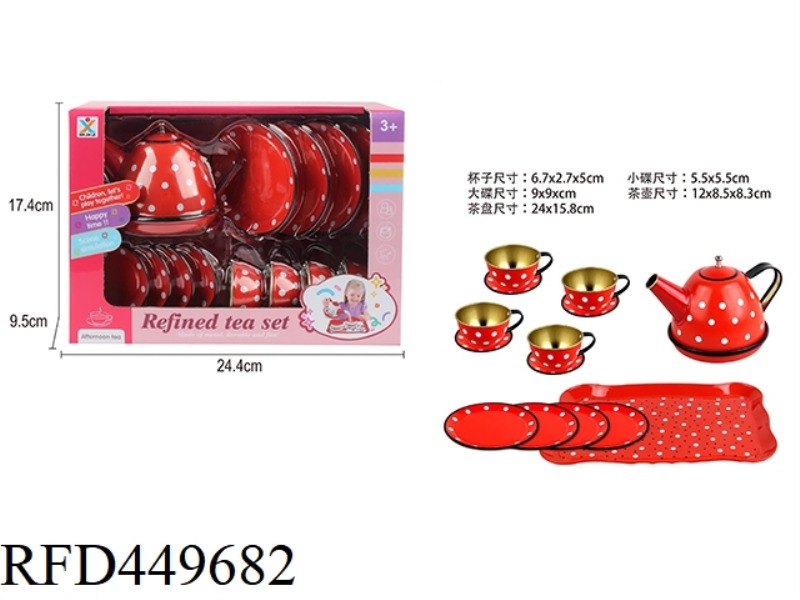 FAMILY TINPLATE RED DOT TEA SET