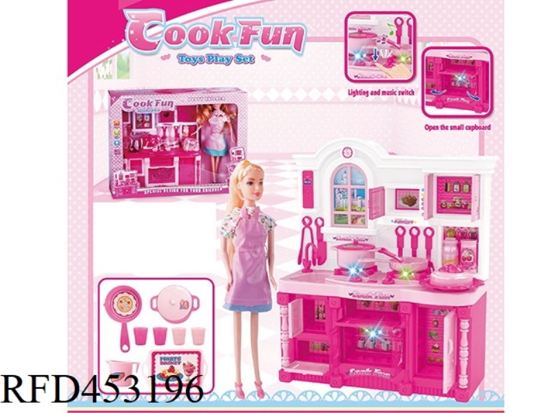 KITCHEN SERIES + SET + KITCHEN BARBIE BARBIE COLOR LIGHT AND SOUND