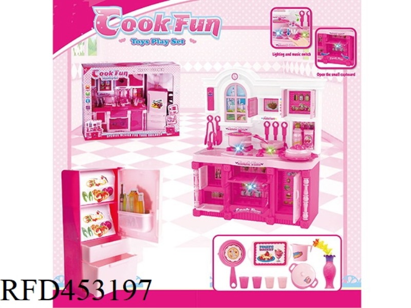 KITCHEN SERIES + MATCHING + KITCHEN REFRIGERATOR BARBIE COLOR LIGHT AND SOUND