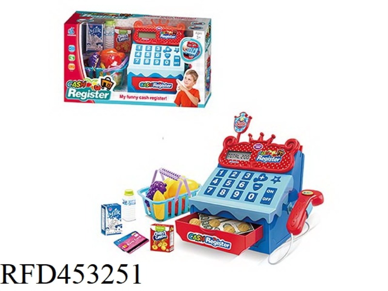 PLAY HOUSE BOY CASH REGISTER + FRUIT BLUE