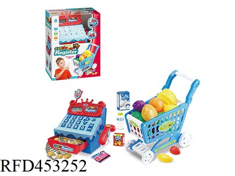 PLAY HOUSE BOY CASH REGISTER + FRUIT CART