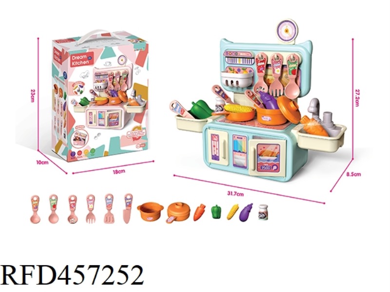 STORAGE KITCHENETTE SET WITH WATER OUTLET FUNCTION PINK BLUE