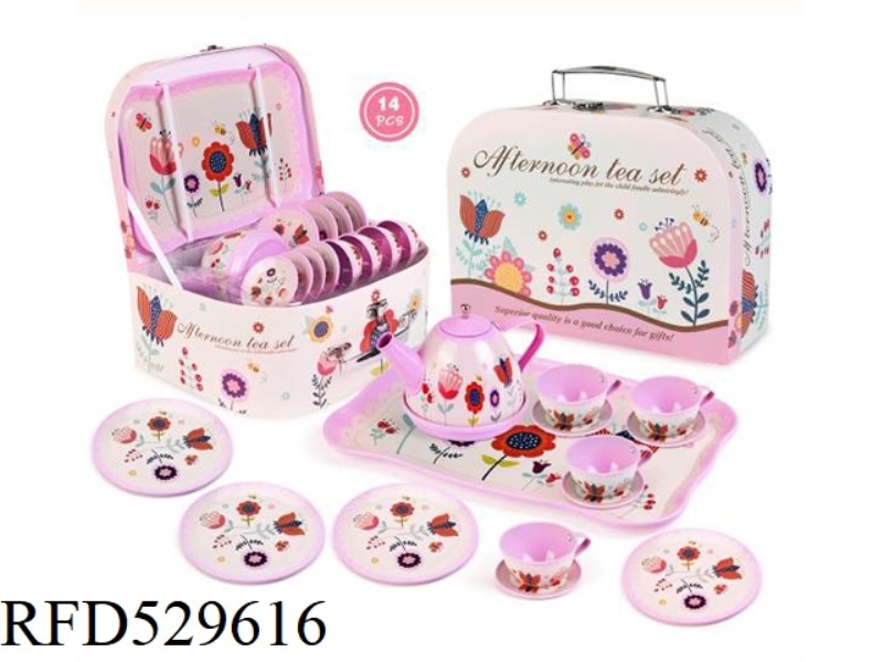 PINK FLOWER TINPLATE AFTERNOON TEA GIFT BOX SET