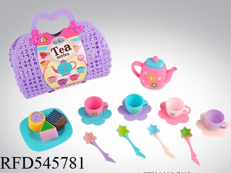 19PCS WAI CARD ZHUANG FLOWER BASKET FLOWER POINT TEA SET