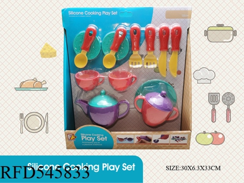 15PCS OPEN BOX SOFT RUBBER TEA SET