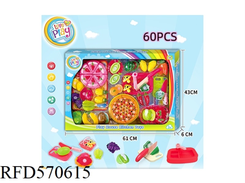 60PCS PLAYHOUSE CUT FRUIT PIZZA CAKE KIT