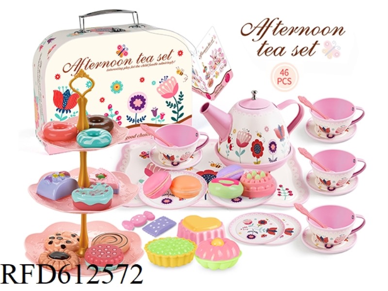 AFTERNOON TEA HEART DESSERT PINK TINPLATE TEA SET