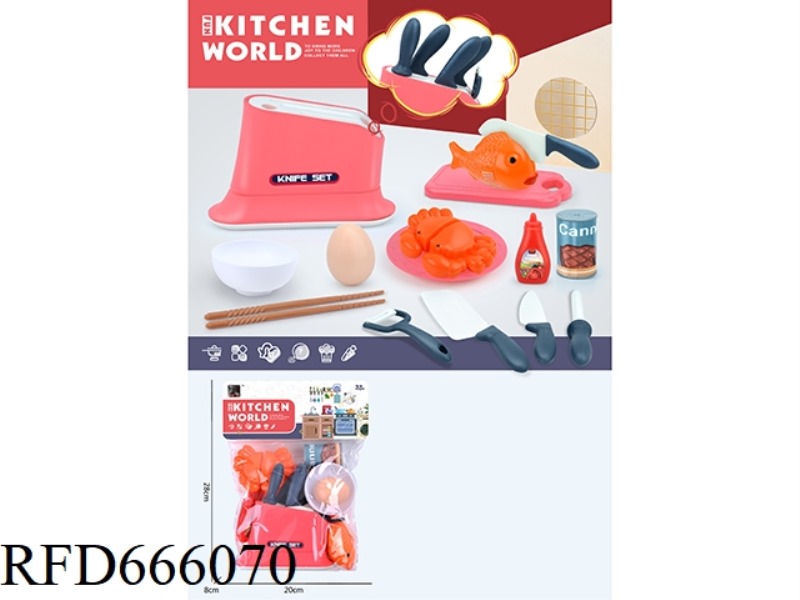 KITCHEN HOUSEPLAY KNIFE HOLDER + 5-PIECE KNIFE SET + FISH SLICING + CRAB SLICING