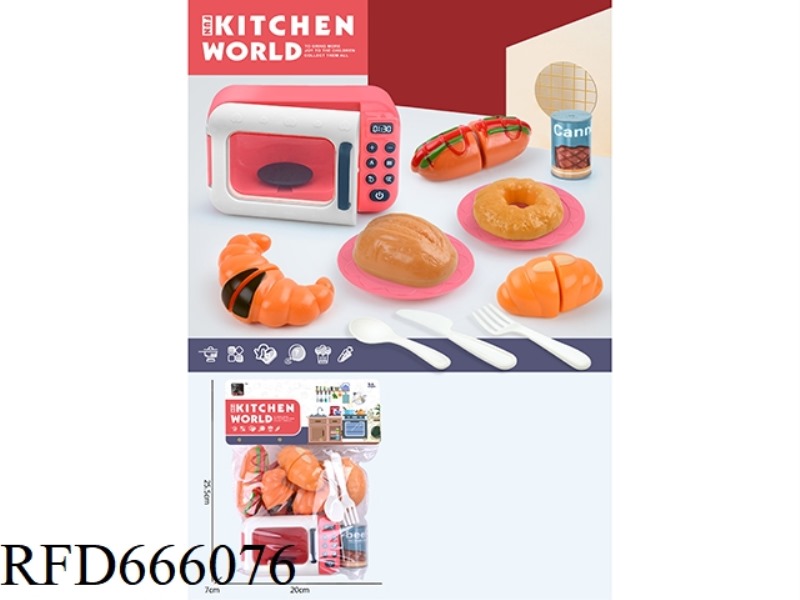 KITCHEN HOUSEPLAY: MICROWAVE OVEN + 3 CUTTABLE BREADS + 2 BREADS