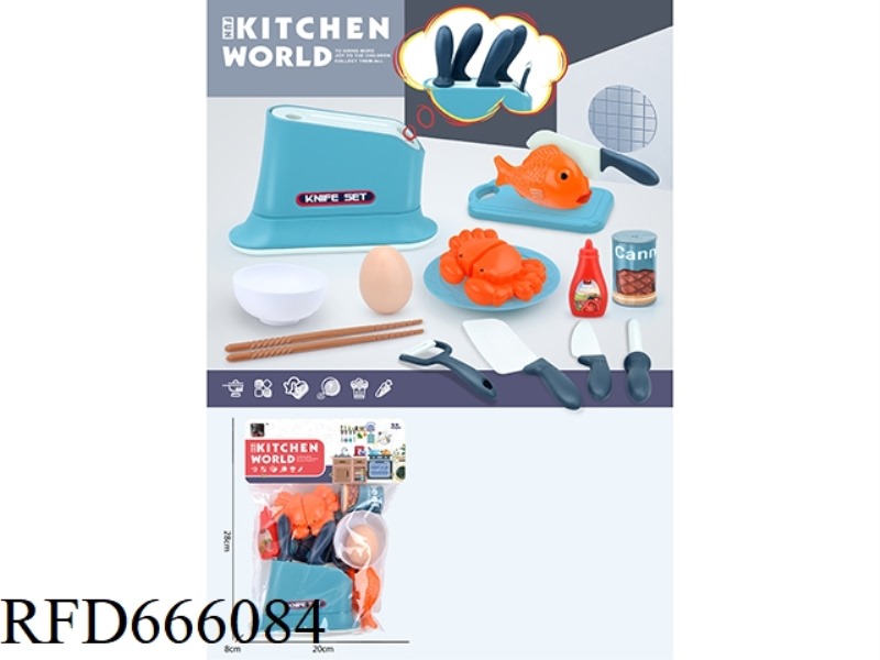 KITCHEN HOUSEPLAY KNIFE HOLDER + 5-PIECE KNIFE SET + FISH SLICING + CRAB SLICING